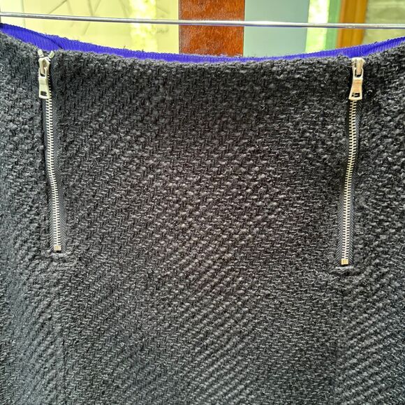 NWT Ann Taylor LOFT Black Tweed Shift Mini Skirt Double Zipper Size 8 Petite - Picture 4 of 9